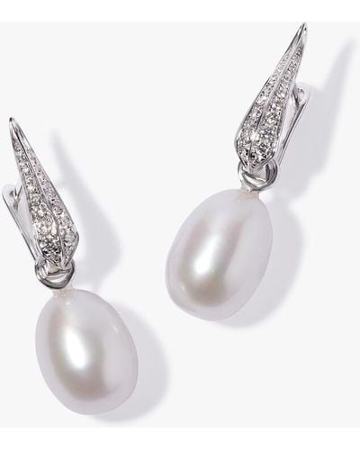 Annoushka 18ct White Gold Pearl Diamond Earrings