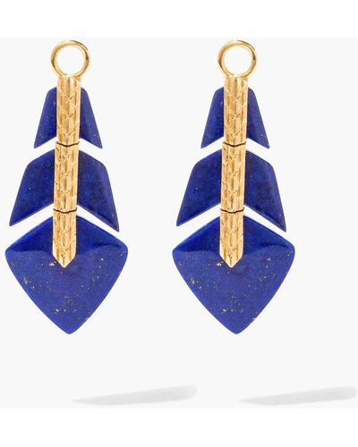 Annoushka Flight 18ct Yellow Gold Lapis Lazuli Feather Earring Drops - Blue