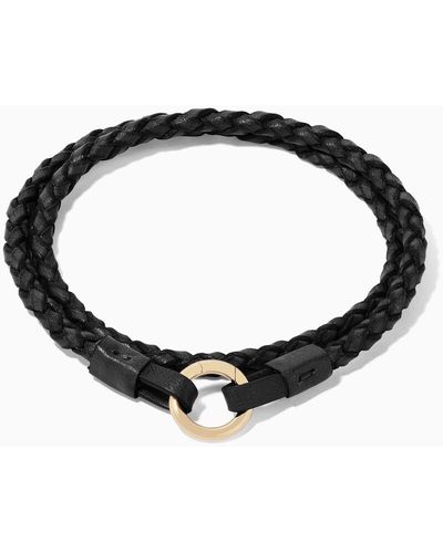 Annoushka 14ct Gold 41cms Plaited Black Leather Bracelet