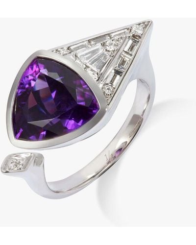 Annoushka Flight 18ct White Gold Amethyst & Diamond Ring - Purple