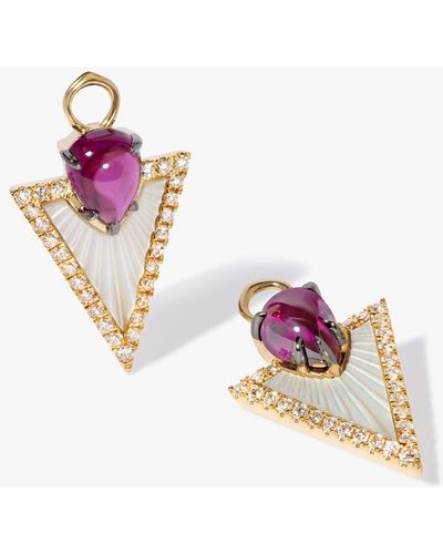 Annoushka Kite 18ct Yellow Gold Garnet & Mother Of Pearl Earring Drops - Pink