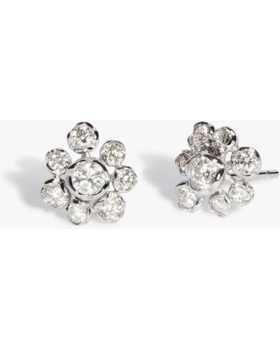 Annoushka Marguerite 18ct White Gold Large Diamond Stud Earrings - Metallic