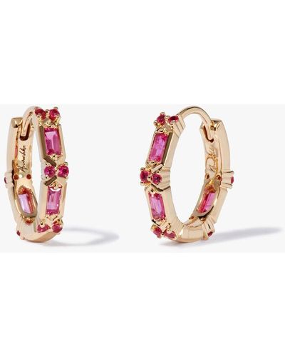 Annoushka 18ct Yellow Gold Baguette Pink Sapphire Hoop Earrings - Multicolor