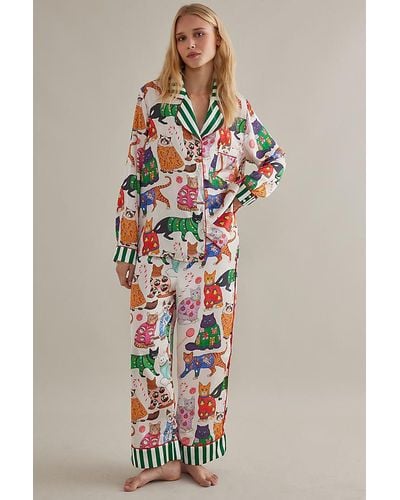 Karen Mabon Have Yourself A Meowy Little Christmas Long-sleeve Pyjamas Set - Multicolour