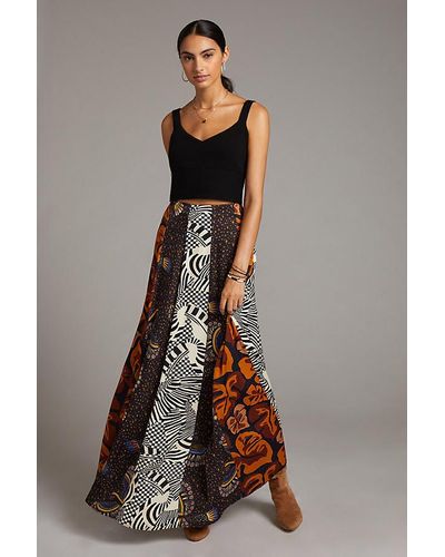 FARM Rio Abstract Contrast Maxi Skirt - Multicolour