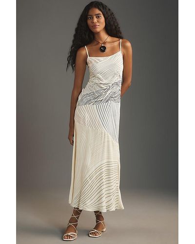 Conditions Apply Square-neck Ruched Slip Dress - Grey