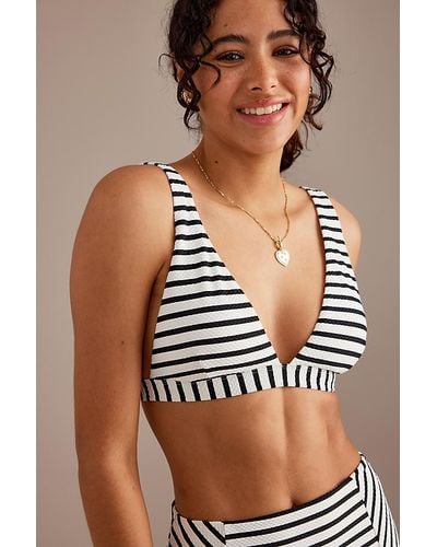 Sea Level Amalfi Striped Triangle Bikini Top - Brown