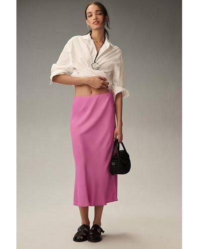 Anthropologie The Tilda Midi Slip Skirt By - Pink