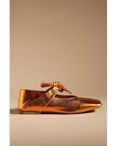 Vicenza Bow Mary Jane Flats - Brown