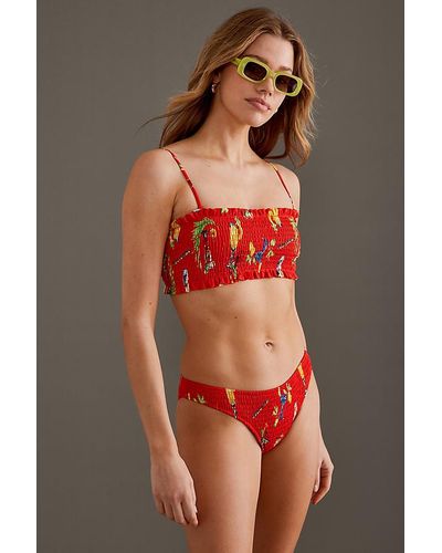 Damson Madder Hettie Smocked Bikini Top - Red