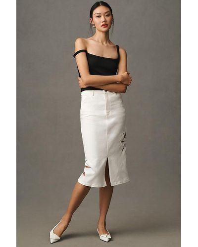 Another Girl Cutwork Utility Midi Skirt - Grey