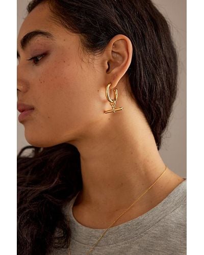Tilly Sveaas Gold-plated T-bar Hoop Earrings - Natural