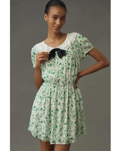 Maeve Short-sleeve Collared Mini Dress - Green