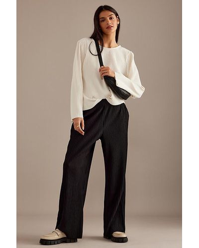 SELECTED Silla Plisse Wide-leg Trousers - Natural
