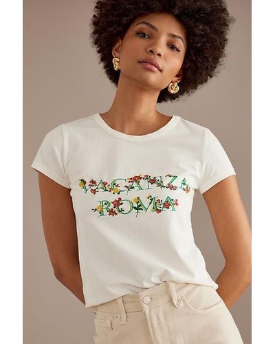 Maeve The Blair Baby Tee: Embroidered Edition - Brown