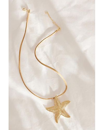 Anthropologie Starfish Cord Necklace - Natural