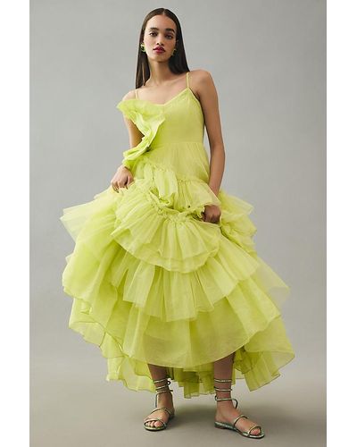 Forever That Girl Tulle Tiered Maxi Dress - Yellow