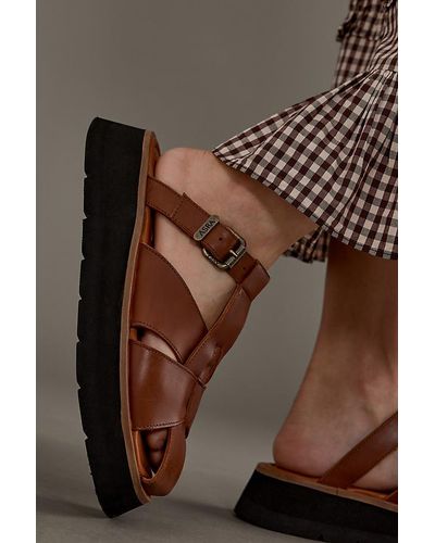 ASRA Magnolia Backless Leather Sandals - Brown