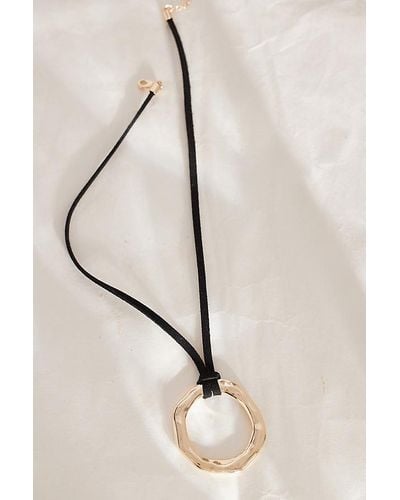 Anthropologie Metal Ring Pendant Necklace - Natural