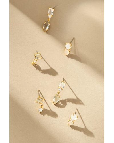 Tai Delicate Gem Drop Earrings, Set Of 3 - Natural