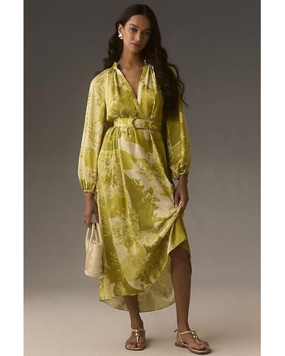 Pankaj & Nidhi Long-sleeve Belted Maxi Dress - Multicolour