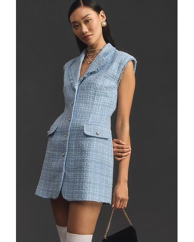Maeve Tweed Sleeveless Mini Blazer Dress - Grey