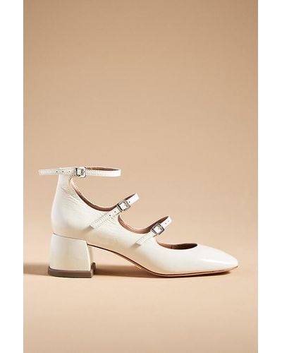 Vicenza Triple-strap Leather Mary Jane Heels - Natural