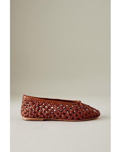 Pilcro Woven Leather Ballet Flats - Brown