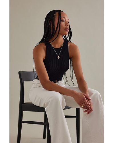 Anthropologie Sleeveless Rib Knit Vest Top - Black