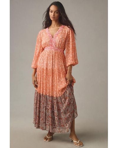 Maeve Long-sleeve Sheer Printed Maxi Dress - Multicolour