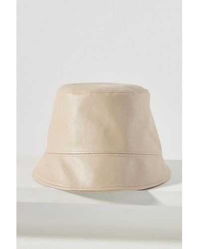 Anthropologie Faux Leather Bucket Hat - Natural