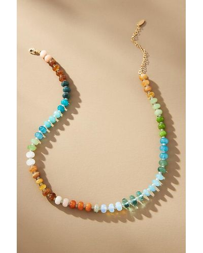 Anthropologie Rainbow Stone Necklace - Natural