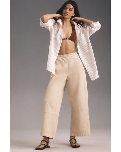 Pilcro The Izzie Relaxed Pull-on Barrel Trousers By - Natural