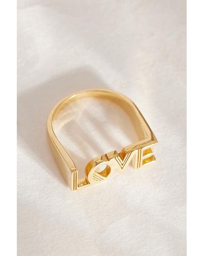 Rachel Jackson Gold-plated Art Deco Love Ring - Metallic