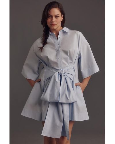 Mare Mare Short-sleeve Wrap Mini Shirt Dress - Grey