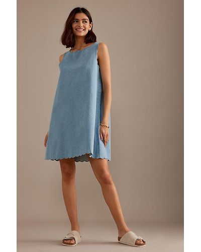 Nobody's Child Finsbury Denim Scallop Mini Dress - Blue