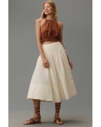 Maeve Drop-waist Wrap Midi Skirt - Natural