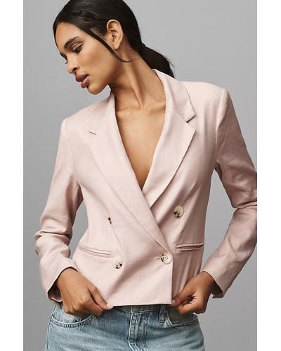 Maeve Slim Double-breasted Blazer - Natural