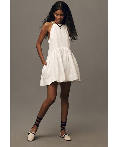 Pilcro Sleeveless Flounce Mini Dress - White