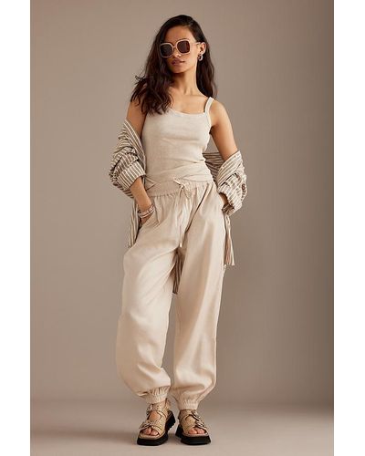 SELECTED High-waisted String Tie Joggers - Natural