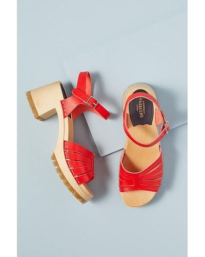 Swedish Hasbeens Heeled Sandals - Red