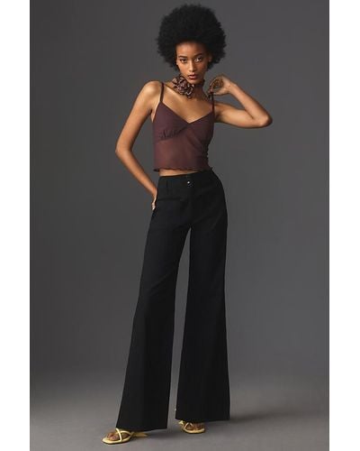 Maeve Junie High-rise Wide-leg Flared Trousers - Black