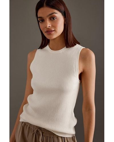 SELECTED Lydia Ribbed Knit Tank Top - White