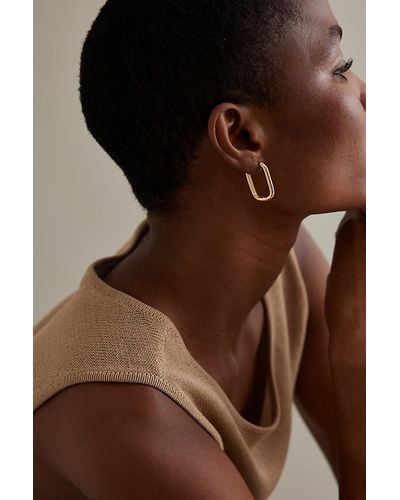 Anthropologie Rectangle Hoop Earrings - Brown