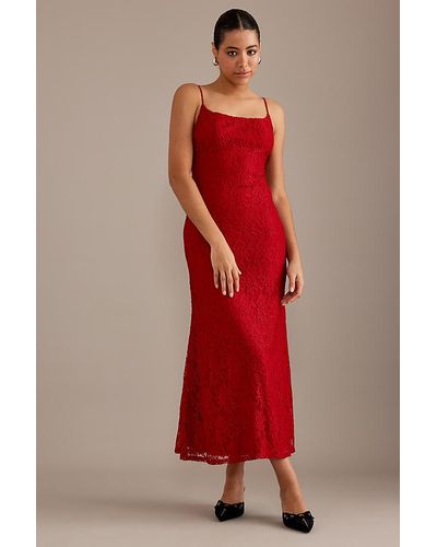 Bardot Ruby Lace Midi Dress - Red