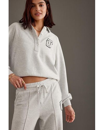 The Upside Soho Elle Cotton Polo Sweatshirt - Grey