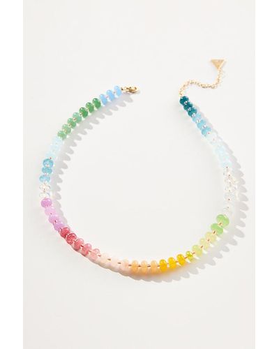Anthropologie Rainbow Stone Necklace - Pink