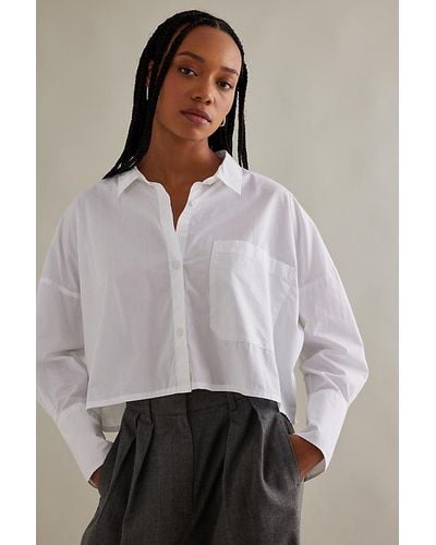 Blanche Cph Diabella Boxy Crop Long-sleeve Organic Cotton Shirt - Grey