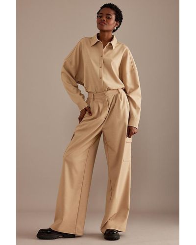 SELECTED Mala High-rise Wide-leg Cargo Trousers - Natural