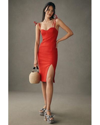 Anthropologie By Slim Corset Dress - Red